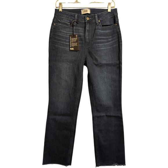 NWT PAIGE Cindy High Rise Straight Ankle Petite Raw Hem Jeans Promise Size 29P - Picture 1 of 15